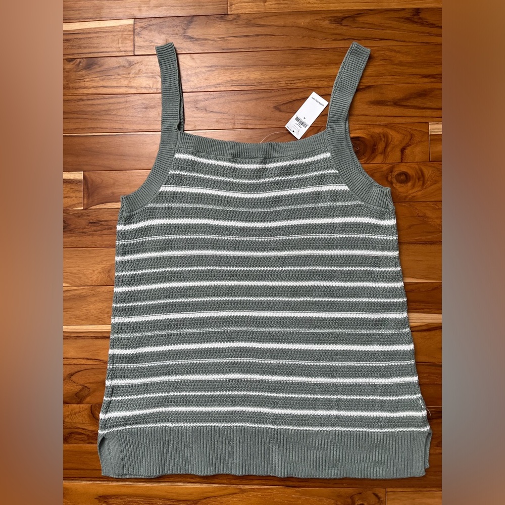 Gap factory, green and white striped sweater, medium